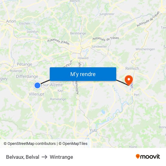 Belvaux, Belval to Wintrange map