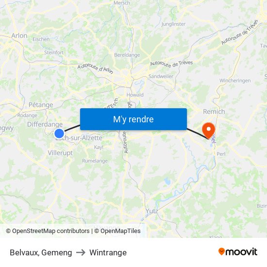 Belvaux, Gemeng to Wintrange map