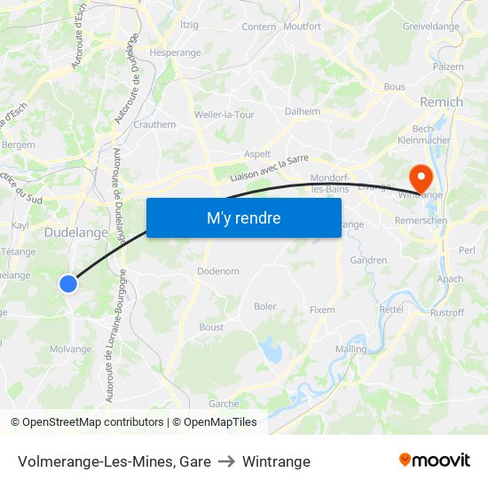 Volmerange-Les-Mines, Gare to Wintrange map