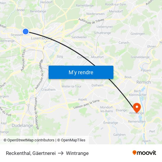 Reckenthal, Gäertnerei to Wintrange map