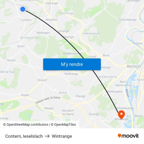 Contern, Ieselslach to Wintrange map