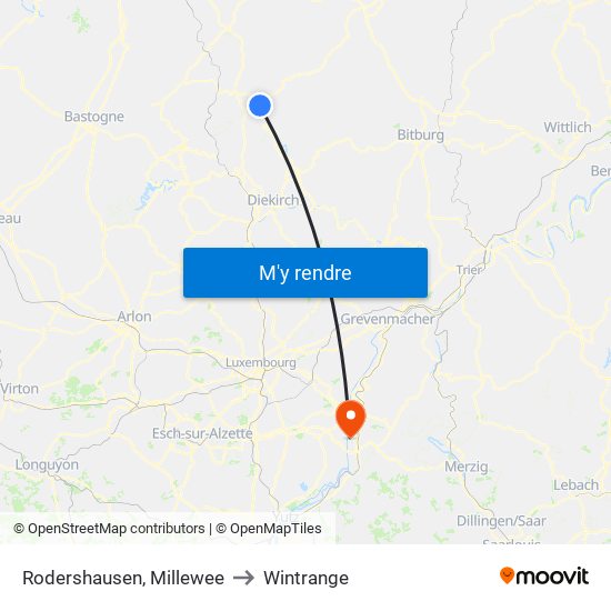 Rodershausen, Millewee to Wintrange map