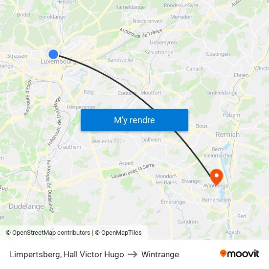 Limpertsberg, Hall Victor Hugo to Wintrange map