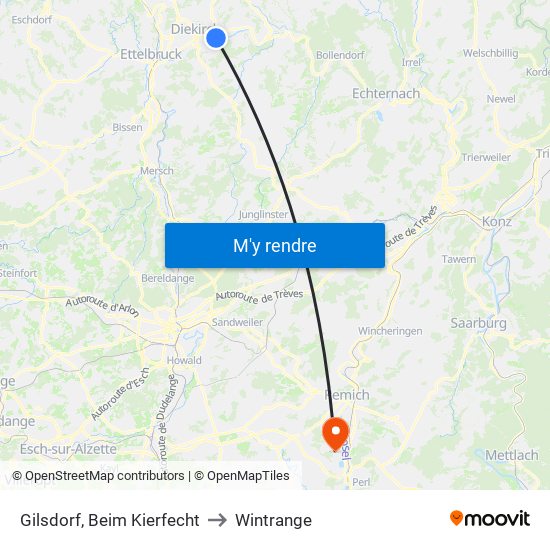 Gilsdorf, Beim Kierfecht to Wintrange map