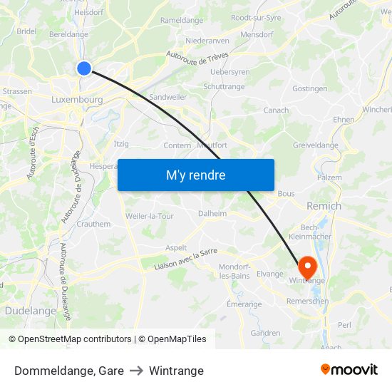 Dommeldange, Gare to Wintrange map