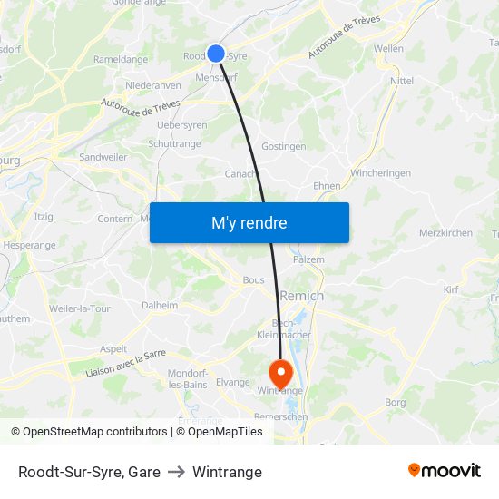 Roodt-Sur-Syre, Gare to Wintrange map