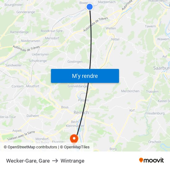 Wecker-Gare, Gare to Wintrange map