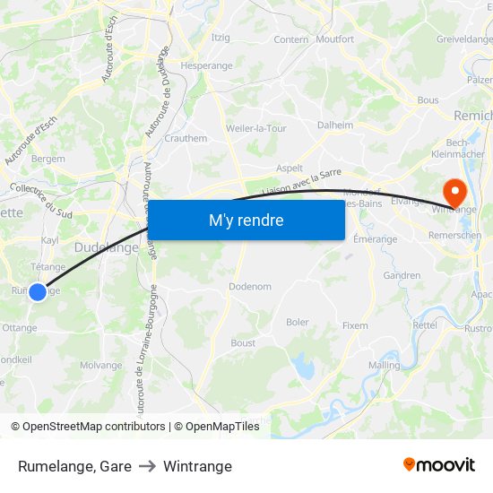 Rumelange, Gare to Wintrange map