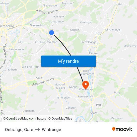 Oetrange, Gare to Wintrange map
