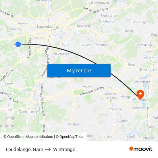 Leudelange, Gare to Wintrange map