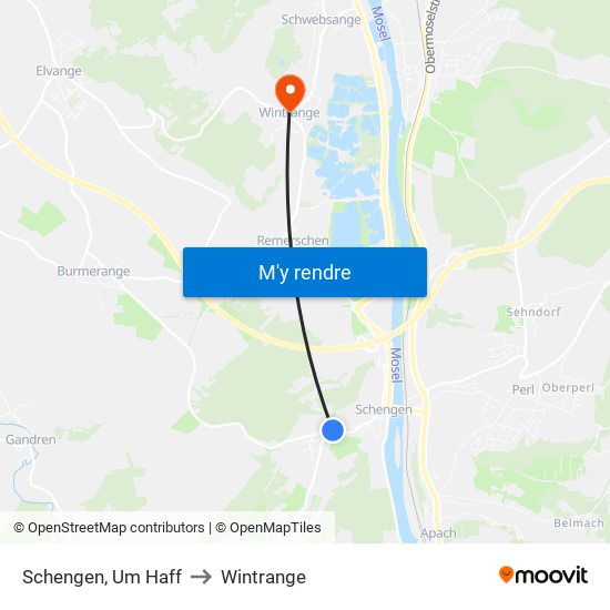 Schengen, Um Haff to Wintrange map