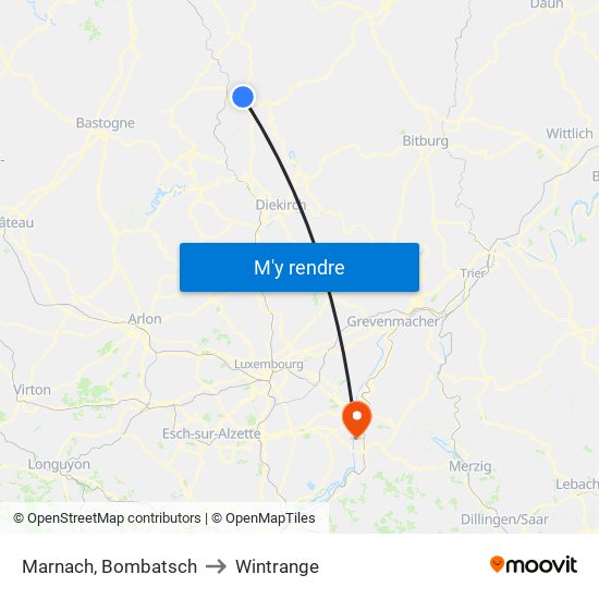 Marnach, Bombatsch to Wintrange map