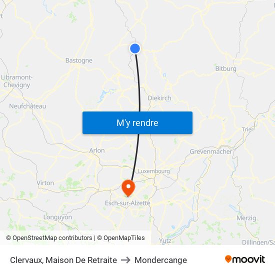 Clervaux, Maison De Retraite to Mondercange map