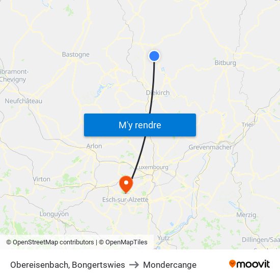 Obereisenbach, Bongertswies to Mondercange map