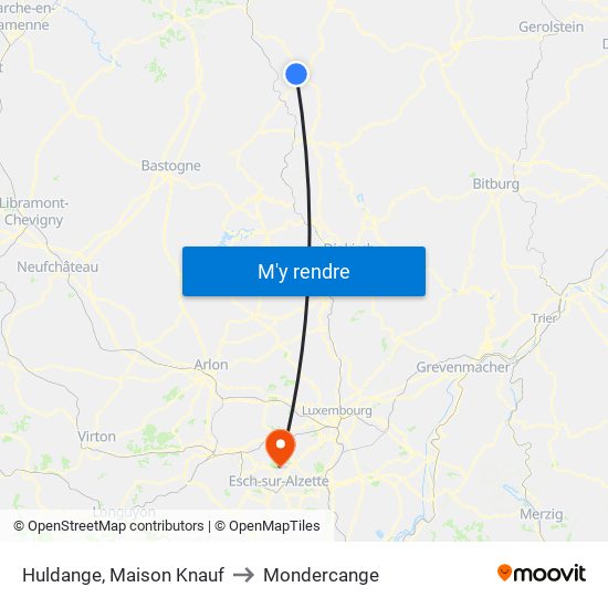 Huldange, Maison Knauf to Mondercange map