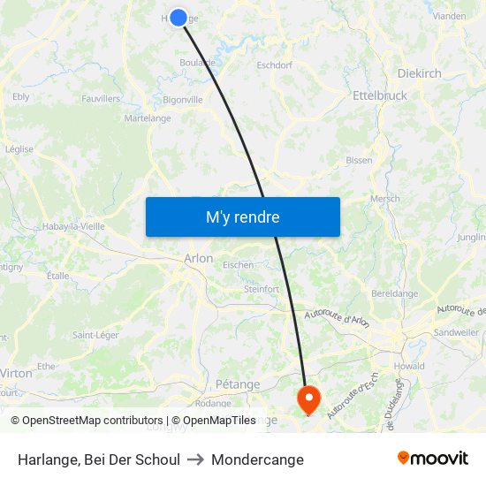 Harlange, Bei Der Schoul to Mondercange map