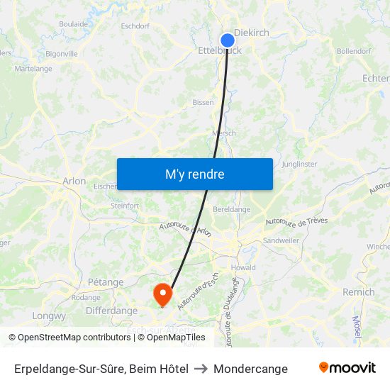 Erpeldange-Sur-Sûre, Beim Hôtel to Mondercange map