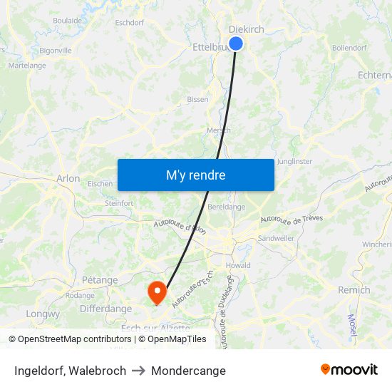 Ingeldorf, Walebroch to Mondercange map