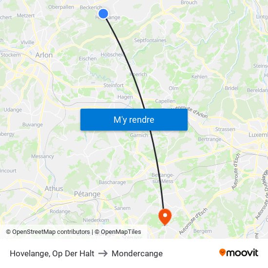 Hovelange, Op Der Halt to Mondercange map