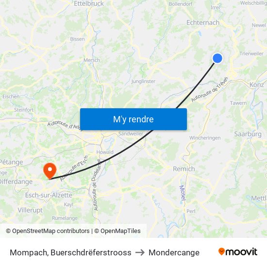 Mompach, Buerschdrëferstrooss to Mondercange map