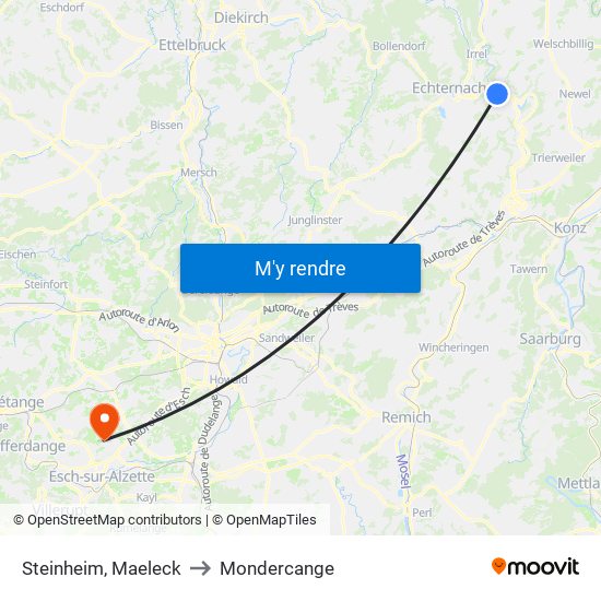 Steinheim, Maeleck to Mondercange map