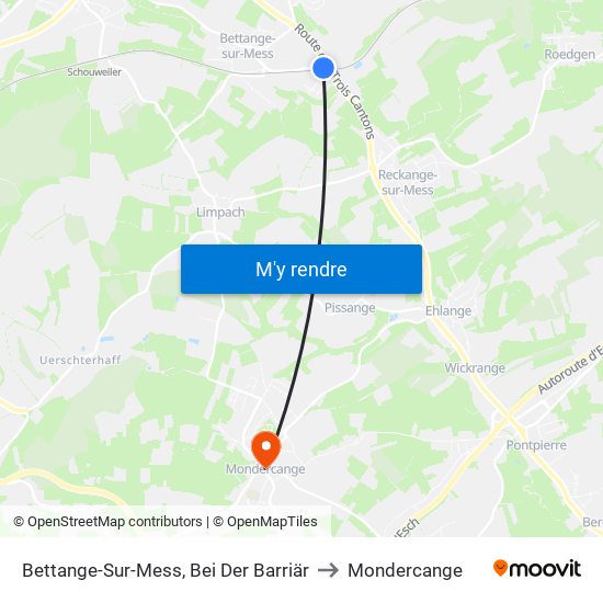 Bettange-Sur-Mess, Bei Der Barriär to Mondercange map