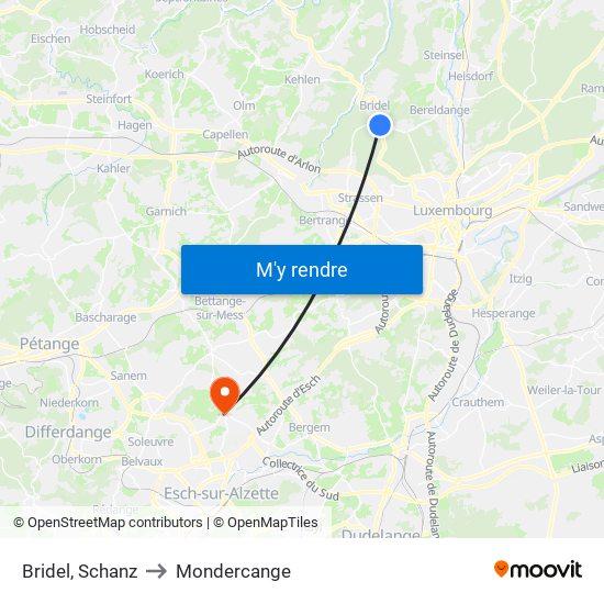 Bridel, Schanz to Mondercange map