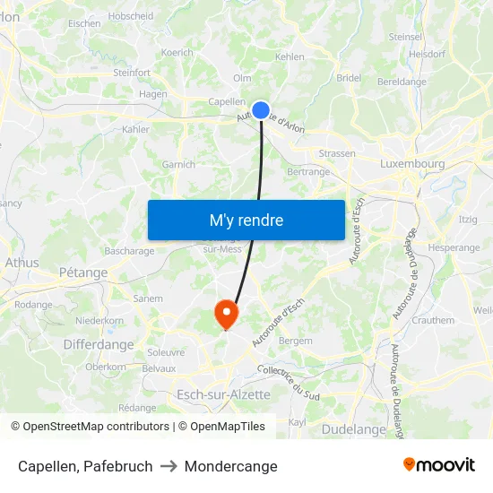 Capellen, Pafebruch to Mondercange map