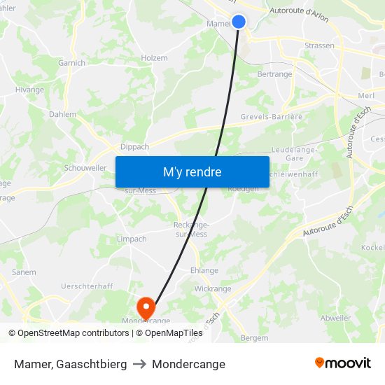 Mamer, Gaaschtbierg to Mondercange map