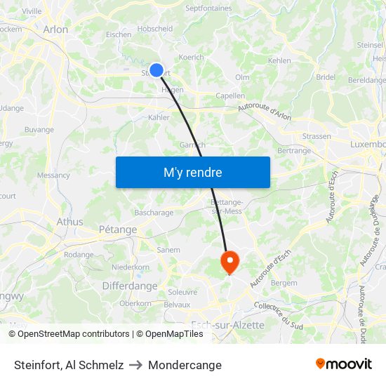 Steinfort, Al Schmelz to Mondercange map