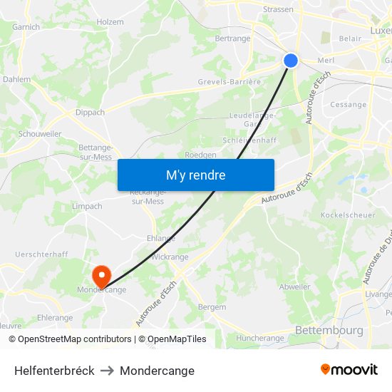 Helfenterbréck to Mondercange map