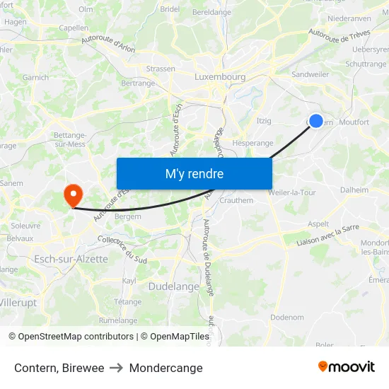 Contern, Birewee to Mondercange map