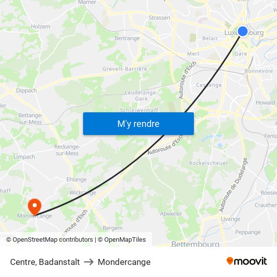 Centre, Badanstalt to Mondercange map