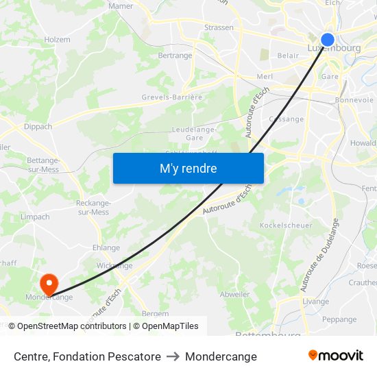 Centre, Fondation Pescatore to Mondercange map