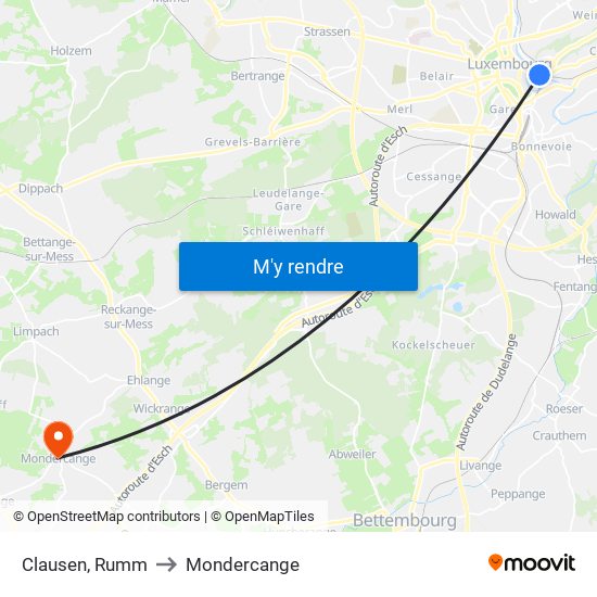 Clausen, Rumm to Mondercange map