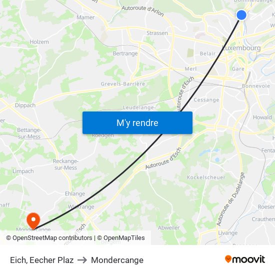 Eich, Eecher Plaz to Mondercange map