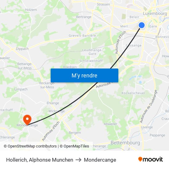 Hollerich, Alphonse Munchen to Mondercange map