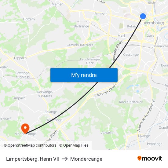 Limpertsberg, Henri VII to Mondercange map