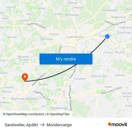 Sandweiler, Apdikt to Mondercange map