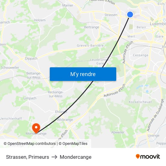 Strassen, Primeurs to Mondercange map