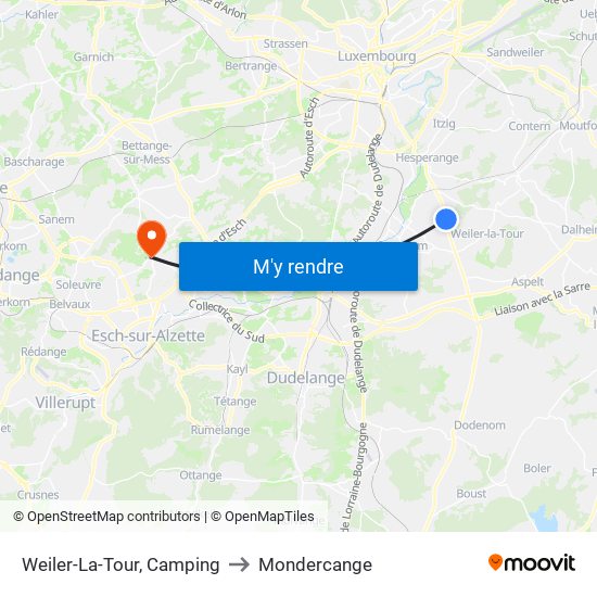 Weiler-La-Tour, Camping to Mondercange map