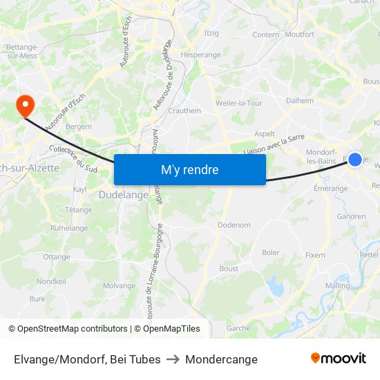 Elvange/Mondorf, Bei Tubes to Mondercange map