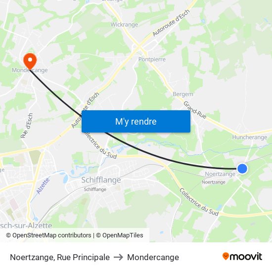Noertzange, Rue Principale to Mondercange map