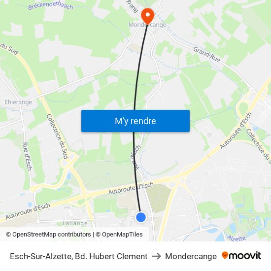 Esch-Sur-Alzette, Bd. Hubert Clement to Mondercange map