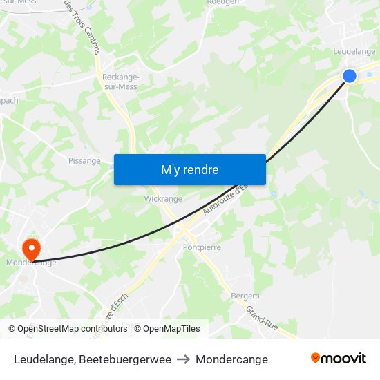 Leudelange, Beetebuergerwee to Mondercange map