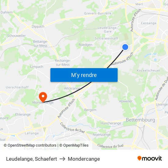 Leudelange, Schaefert to Mondercange map