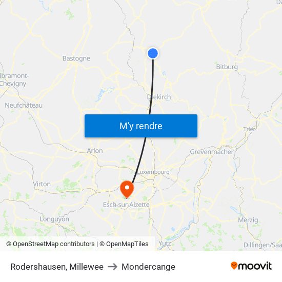 Rodershausen, Millewee to Mondercange map