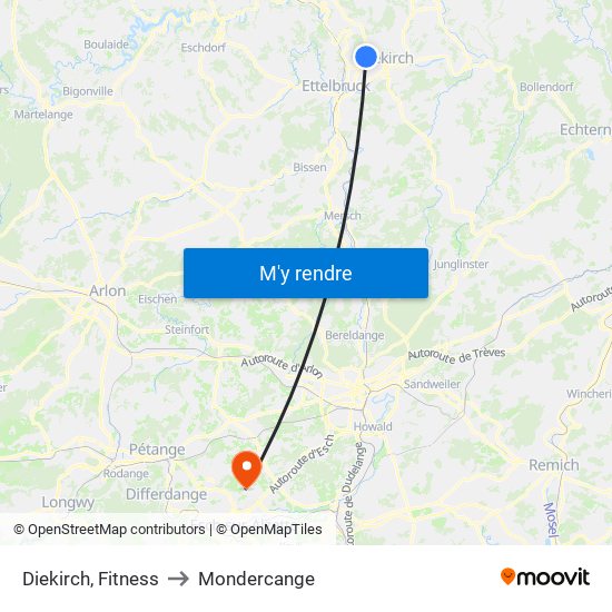 Diekirch, Fitness to Mondercange map