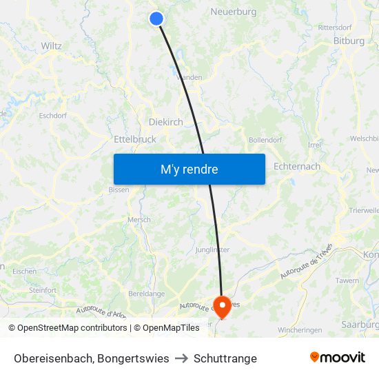 Obereisenbach, Bongertswies to Schuttrange map