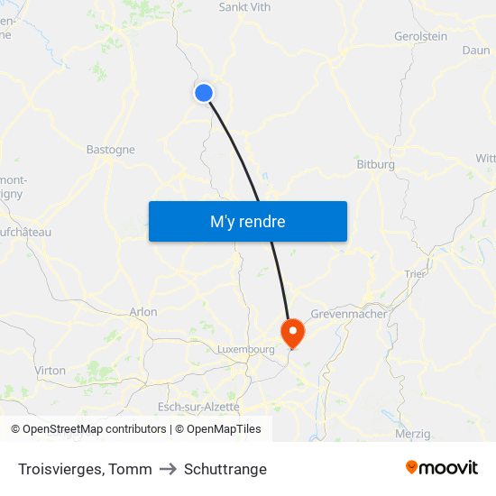 Troisvierges, Tomm to Schuttrange map